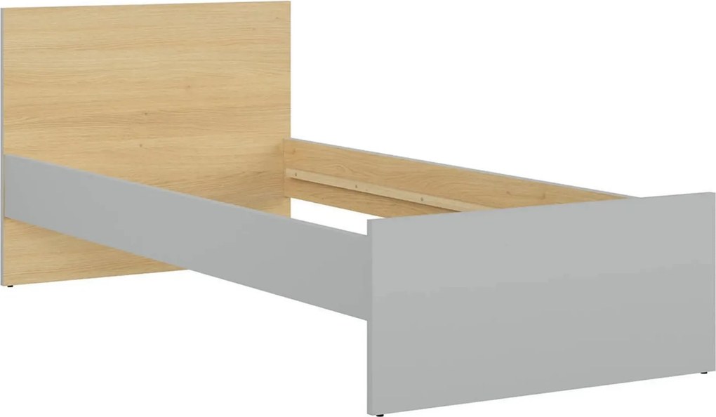 Cadru pat NANDU 90x200, stejar/gri deschis, PAL laminat