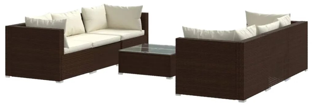 3101498 vidaXL Set mobilier de grădină cu perne, 7 piese, maro, poliratan