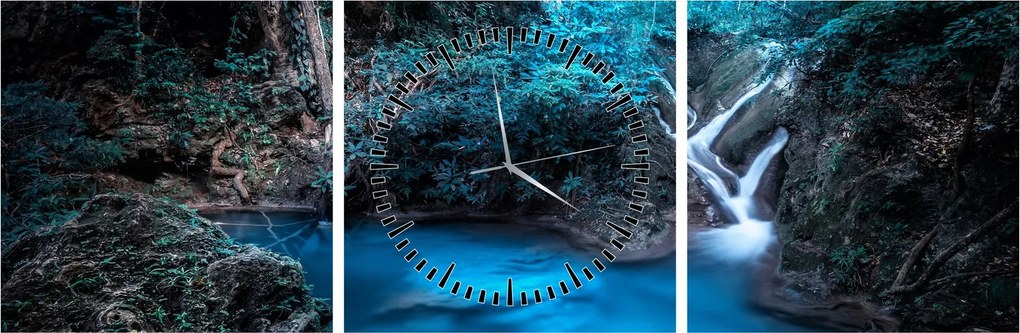 Tablou - Noaptea magică în pădurea tropicală (cu ceas) (90x30 cm)