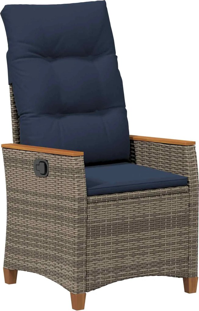 vidaXL Scaun de grădină rabatabil Gri și albastru marin poliratan