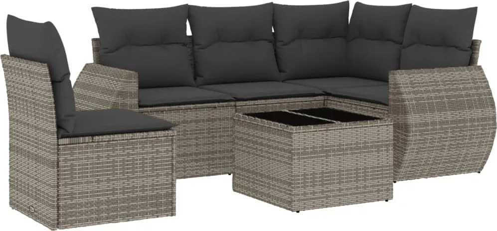 vidaXL Set mobilier grădină cu perne, 6 piese, gri, poliratan
