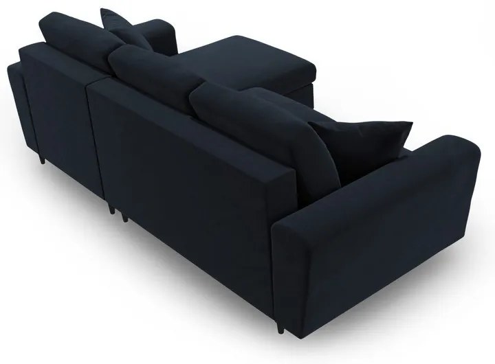 Colțar albastru închis extensibil, cu spațiu de depozitare cu tapițerie din catifea Kyoto – Cosmopolitan Design