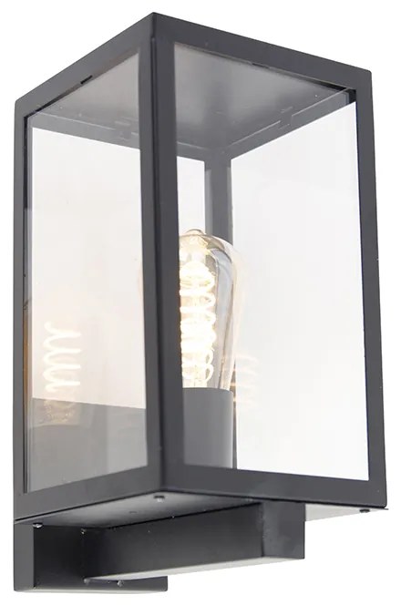 Aplică modernă de perete pentru exterior neagră cu sticlă 30 cm - Rotterdam