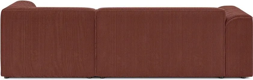 Colțar teracotă cu tapițerie din catifea reiată (cu colț pe partea dreaptă/cu șezlong) Merid – Ropez