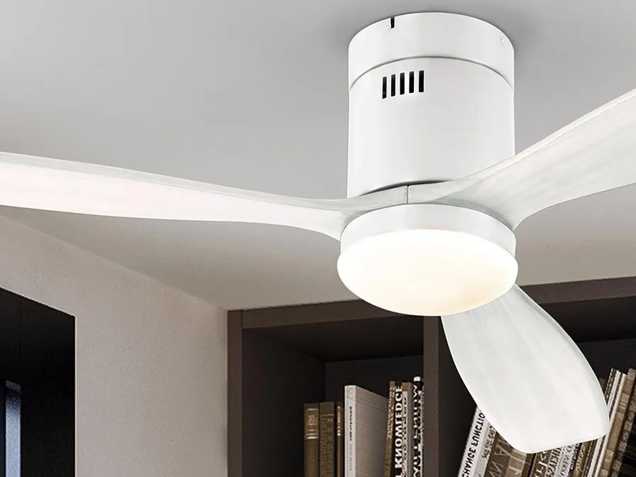 Lustra LED cu Ventilator si telecomanda Siroco D-132cm alb