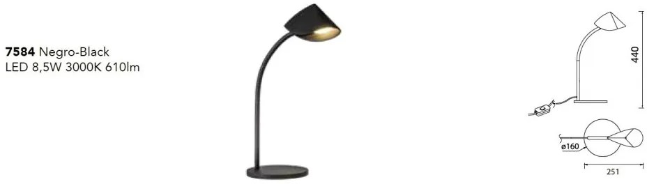 Veioza LED design modern CAPUCCINA negru