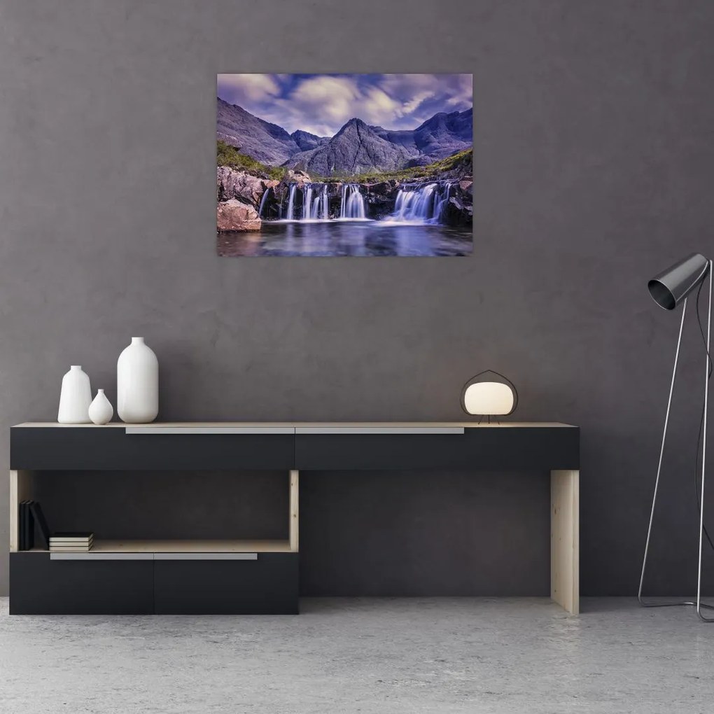 Tablou pe sticlă cu cascade (70x50 cm)