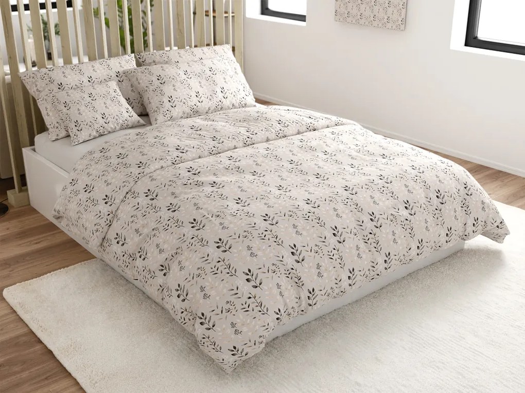 Lenjerie de pat din polibumbac SALVIA gri-maroniu Dimensiune lenjerie de pat: 2 buc 70 x 90 cm | 200 x 220 cm
