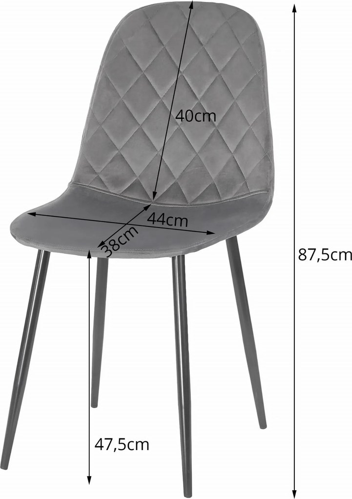 OFERTA Scaun de catifea negru ASTI cu picioare negre II. calitate