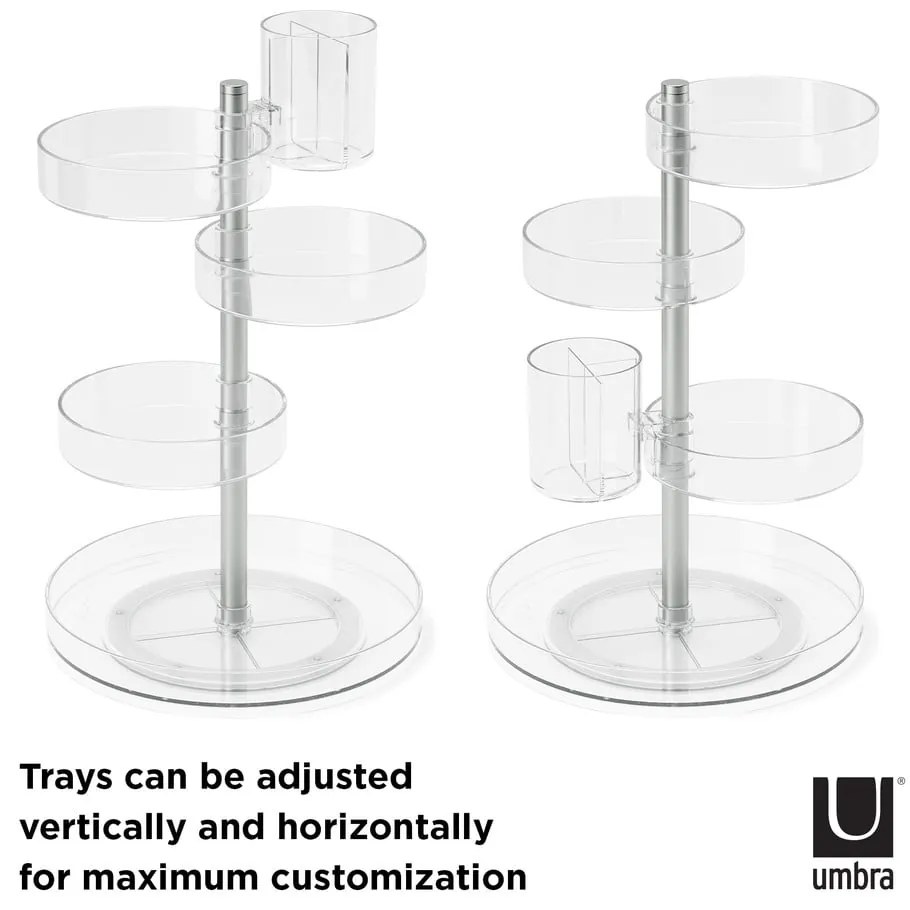 Organizator de baie pentru cosmetice/rotativ din plastic Pirouette – Umbra