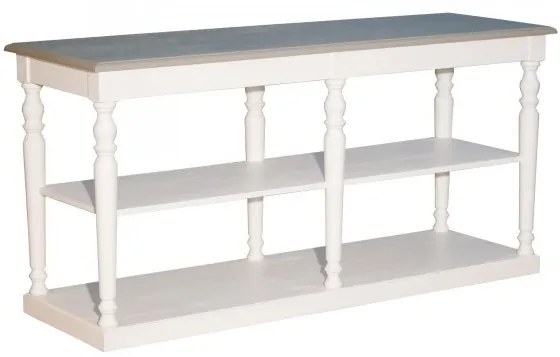 Consola alba din lemn de pin, cu aspect vintage, Paris