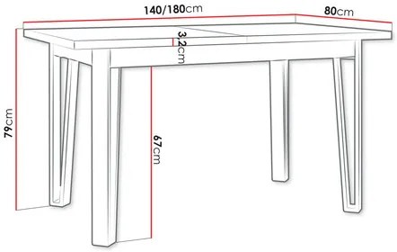 Masă sufragerie extensibilă Elarna 80 x 140 180 III (Alb + Negru) (pentru 4-8 persoane). 1105375