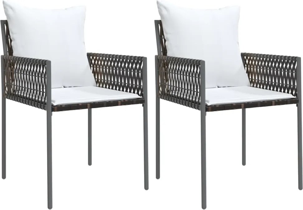 vidaXL Scaune de grădină cu perne, 2 buc., maro, 54x61x83 cm poliratan