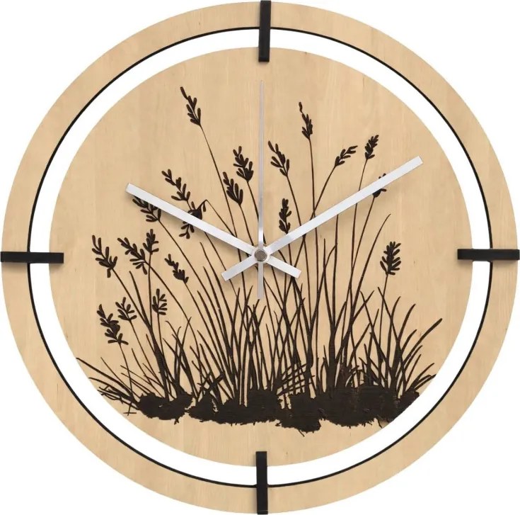 SENTOP | Ceas din lemn cu motiv floral | MARIN