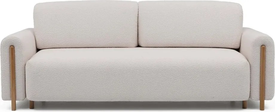 Canapea bej/crem extensibilă/cu spațiu de depozitare cu tapițerie din țesătură bouclé 244 cm Arcadova – ELTAP