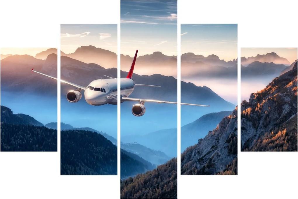 Tablou - Avion peste crestele montane (150x105 cm)