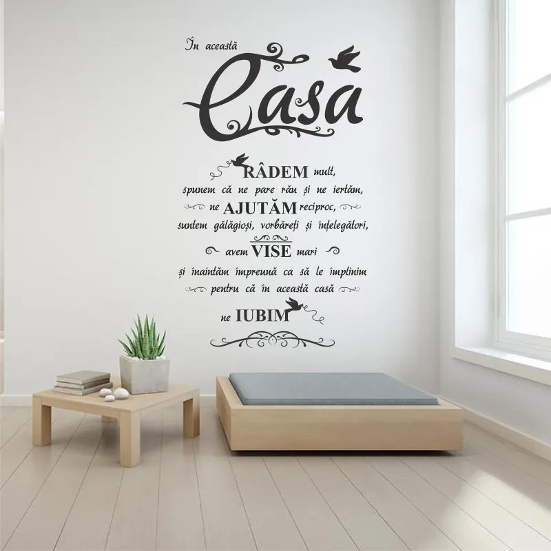 Sticker perete In aceasta casa Radem, Ajutam, Iubim!