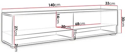 Dulap TV de perete Adenuk 140 MDF (Negru grafit +  Negru) . 1106322