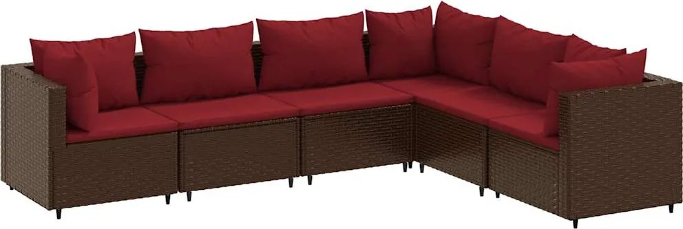 vidaXL Set mobilier de grădină cu perne, 6 piese, maro, poliratan