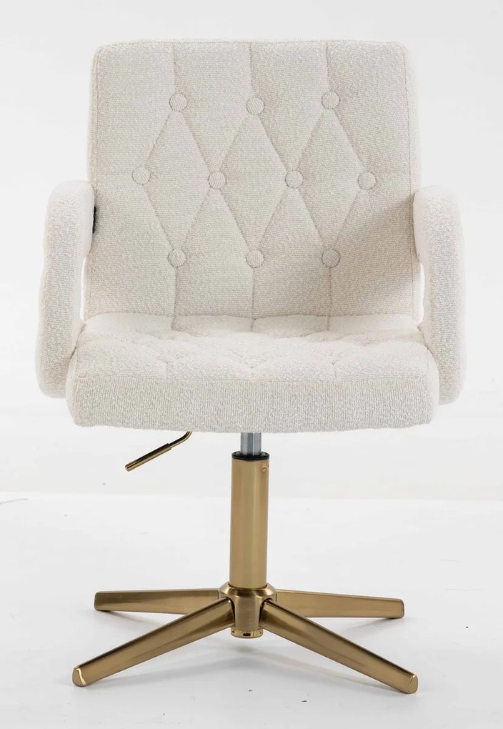 HR8404CROSS Scaun Crem Boucle cu Bază Aurie