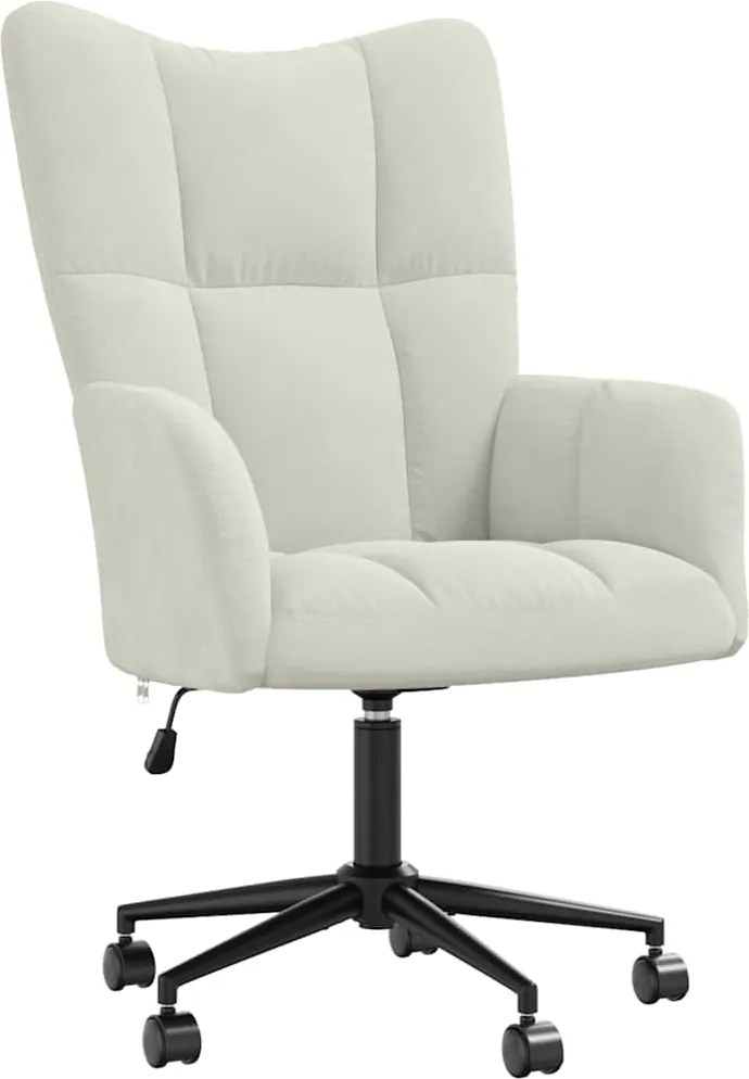vidaXL Scaun de relaxare, alb crem, catifea