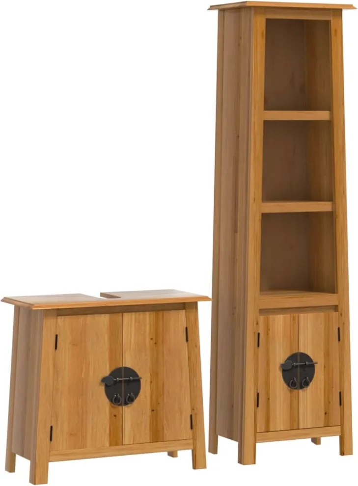 vidaXL Set mobilier de baie, 2 piese, lemn masiv de pin