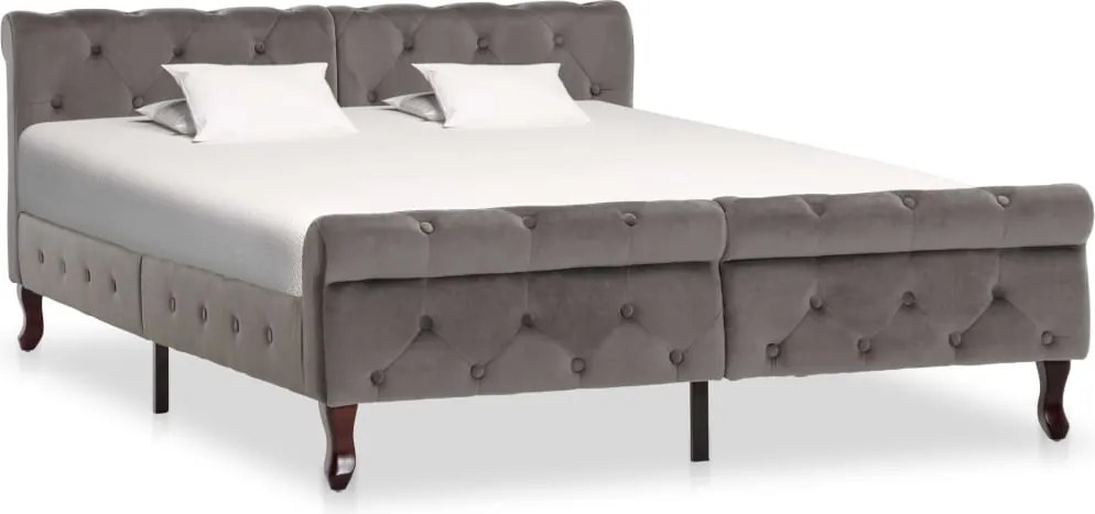 vidaXL Cadru de pat, gri, 140 x 200 cm, catifea