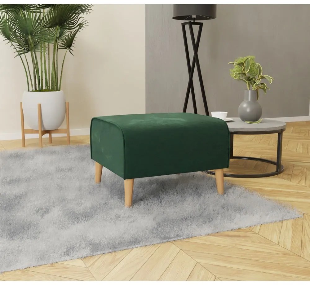 Taburet verde închis cu tapițerie din catifea Carole – Ropez