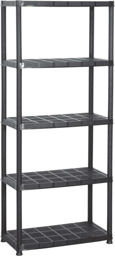 vidaXL Raft de depozitare cu 5 polițe, negru, 71x38x170 cm, plastic