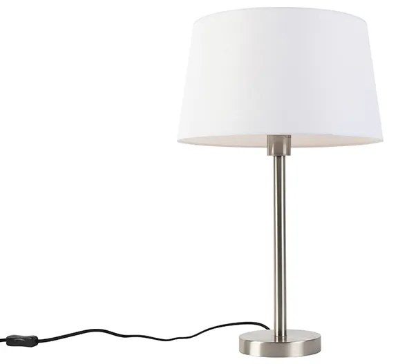 Lampă de masă modernă din oțel cu abajur alb 32 cm - Simplo