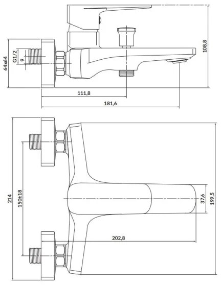Baterie de cadă Cersanit S951-378 LARGA auriu