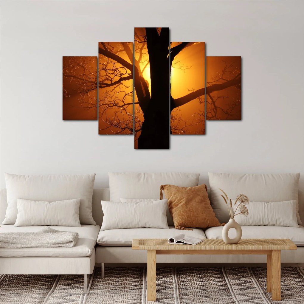 Tablou cu copac în apus de soare (150x105 cm)
