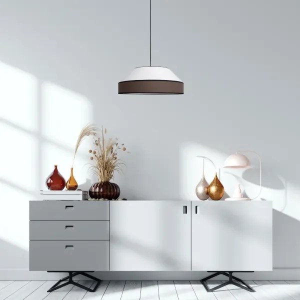 Lustră pe cablu MANISO 1xE27/60W/230V d. 45 cm alb/maro