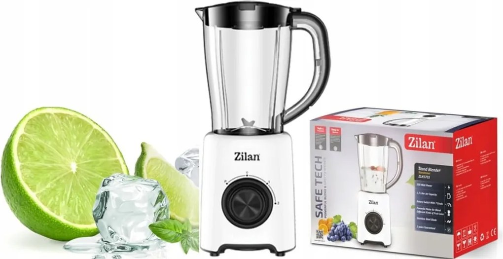 Blender Zilan ZLN3703, 500W, 1.5L, functie puls- Vas de plastic