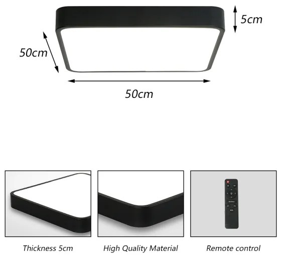 Plafonieră LED dimabilă Brilagi POOL SQUARE LED/48W/230V 3000-6000K 50x50 cm negru + telecomandă
