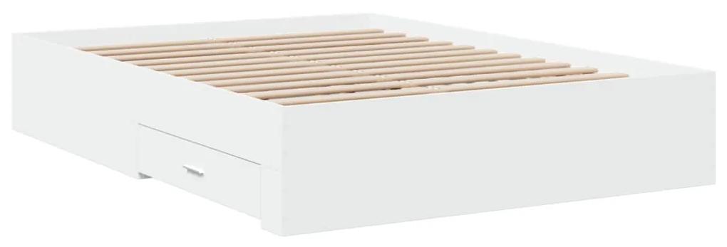 3280412 vidaXL Cadru de pat cu sertare, alb, 120x190 cm, lemn prelucrat