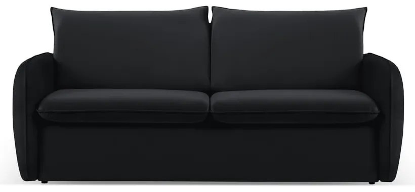 Canapea neagră extensibilă cu tapițerie din catifea 194 cm Vienna – Cosmopolitan Design