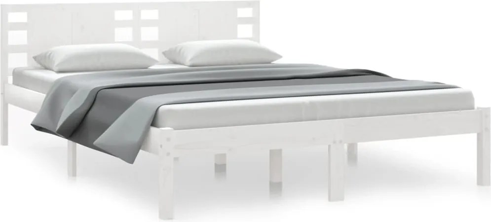 vidaXL Cadru de pat fără saltea, alb, 120x200 cm, lemn masiv pin