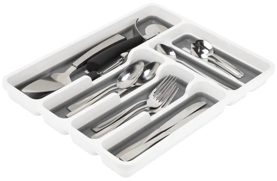 Organizator tacâmuri antiderapant Addis, gri-alb