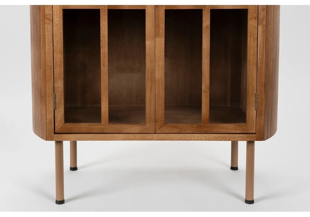 Vitrină în culoare naturală din lemn de arbore de cauciuc 80x140x38 cm Yaz – White Label