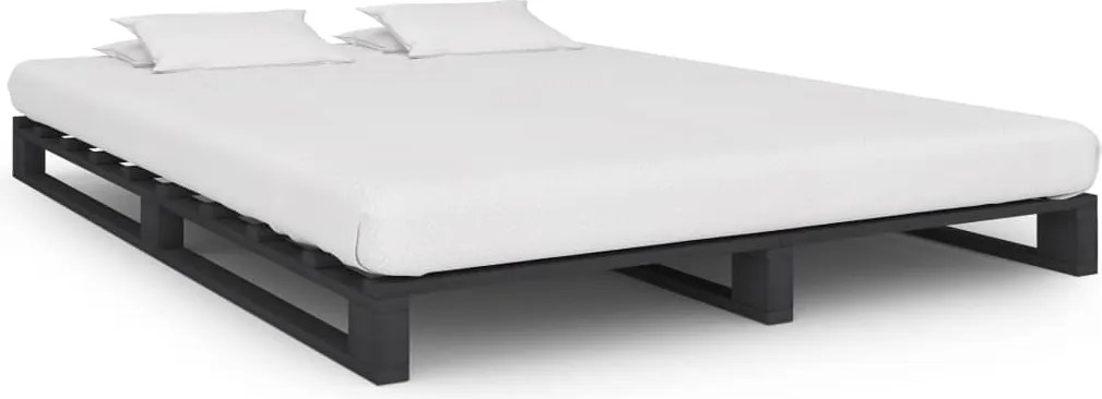 vidaXL Cadru de pat din paleți, gri, 120 x 200 cm, lemn masiv de pin