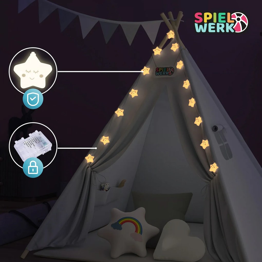 Cort tip teepee pentru copii JULIUS, 120x120x160cm, alb/gri Spielwerk