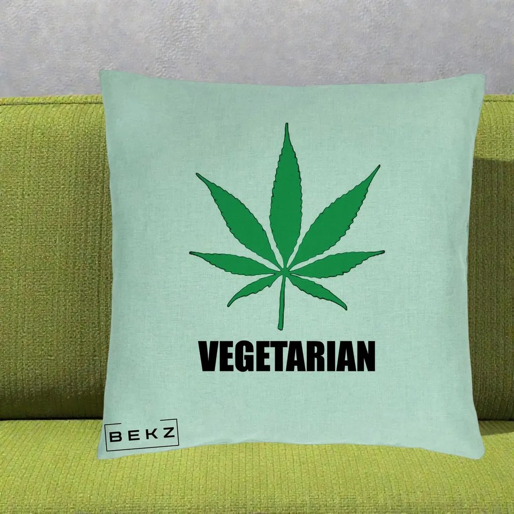 Perna Decorativa Vegetarian cu Frunza, 40x40 cm, Verde Menta, Husa Detasabila, Perna Inclusa, BEKZ®