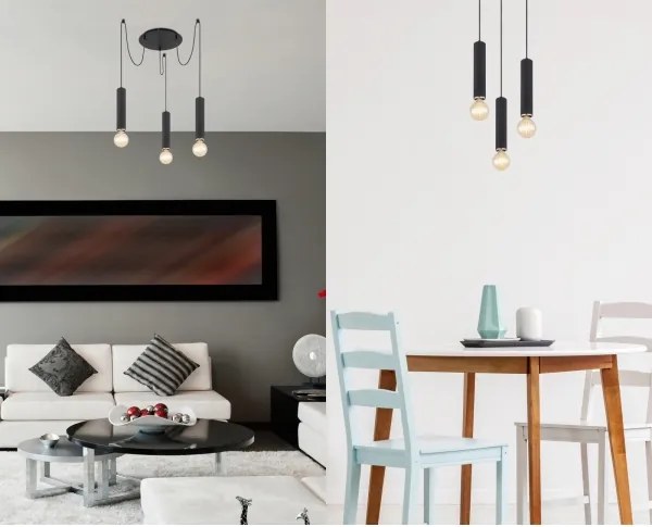 Lustră pe cablu MARION 3xE27/60W/230V lemn negru Globo 15499-3H