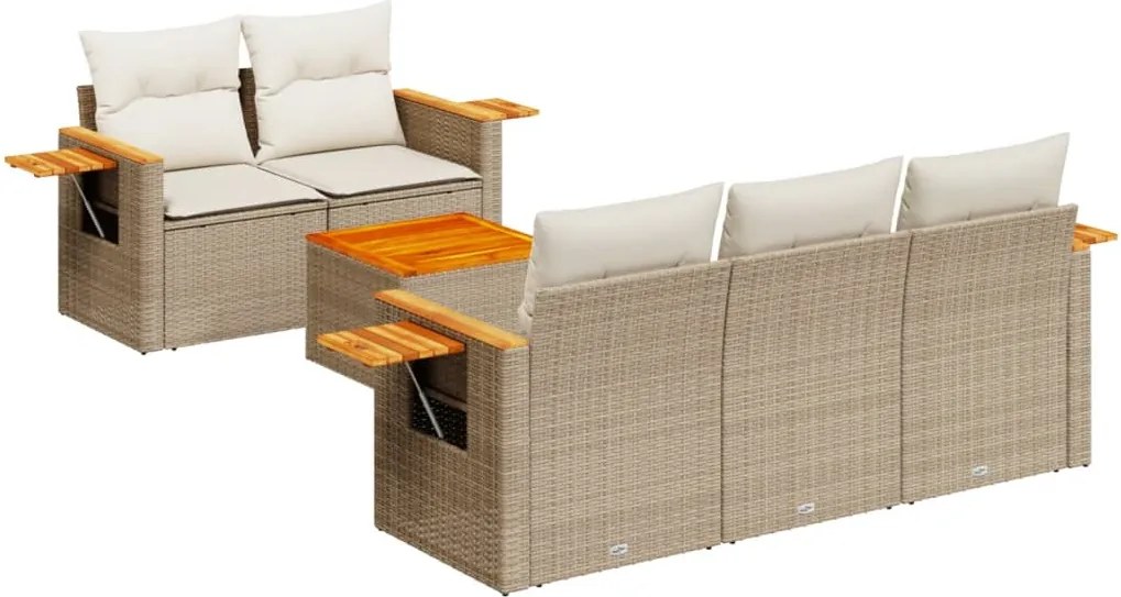 vidaXL Set canapele de grădină cu perne, 6 piese, bej, poliratan