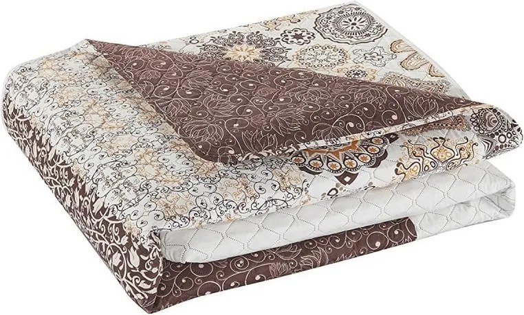 Cuvertură cu 2 fețe din microfibră DecoKing Alhambra, 240 x 260 cm, bej - maro