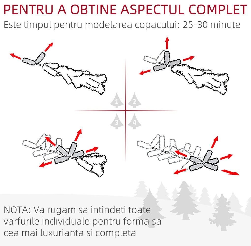 Brad de Craciun cu zapada artificiala190cm, Brad verde cu baza detasabila, decoratiune de Craciun, verde HOMCOM | Aosom Romania