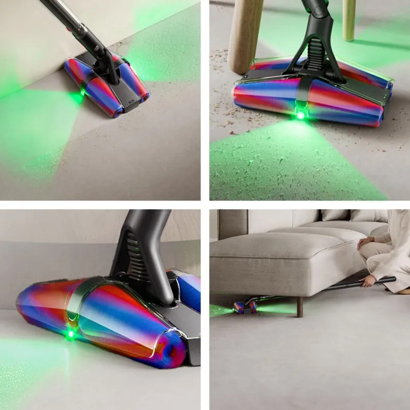 Aspirator vertical Dyson PencilVac Fluffycones 492689-01, 55 AW, 30 min, 80 ml, 140000 Hyperdymium™, design ultra-subțire, iluminare LED, negru