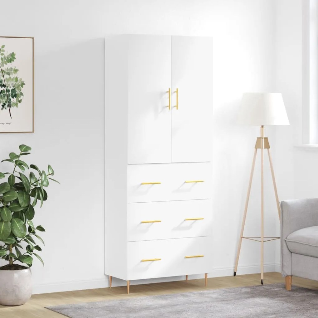 3195835 vidaXL Dulap înalt, alb, 69,5x34x180 cm, lemn compozit