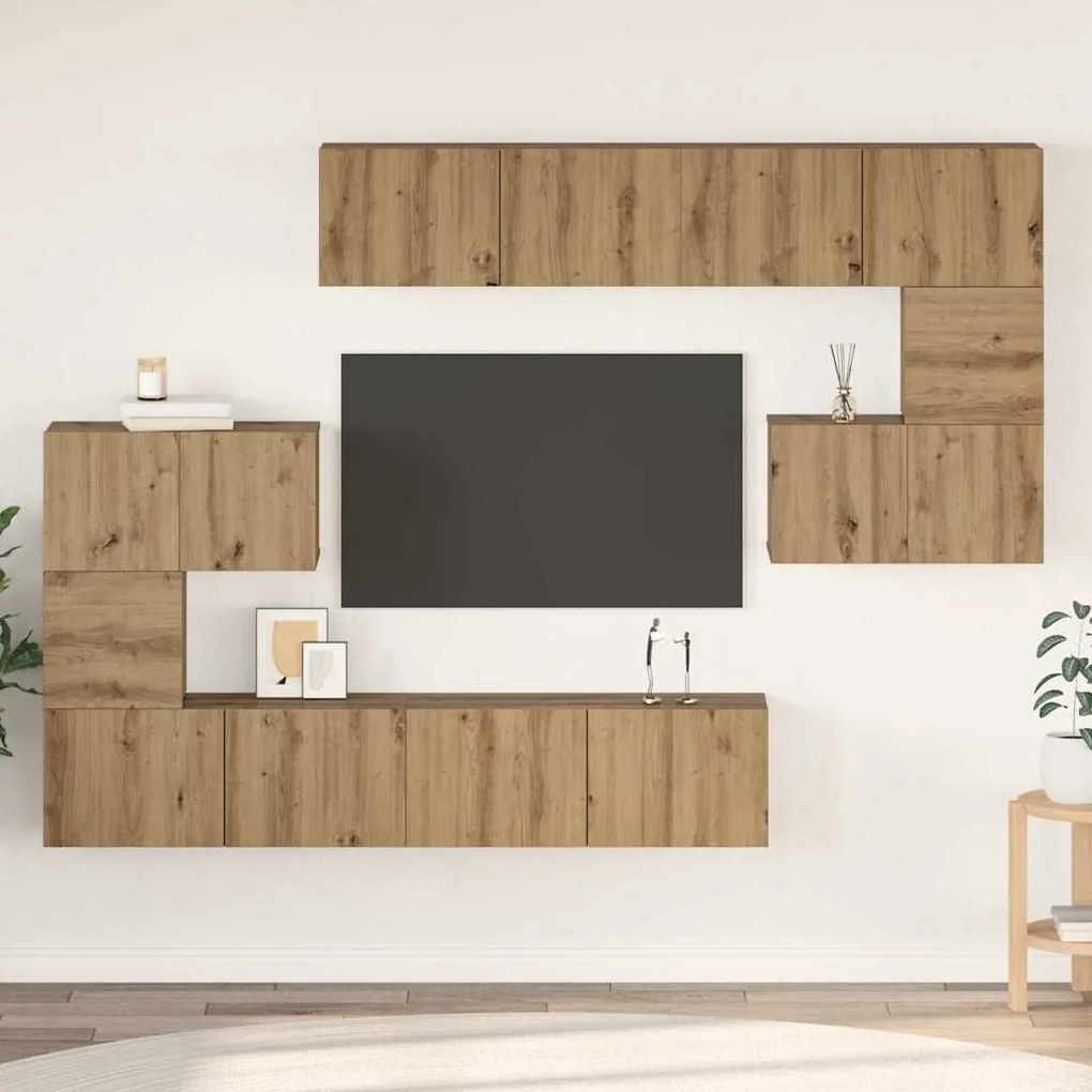 vidaXL Set comodă TV Altele 8 pcs stejar artizanal 80 x 30 x 30 cm
